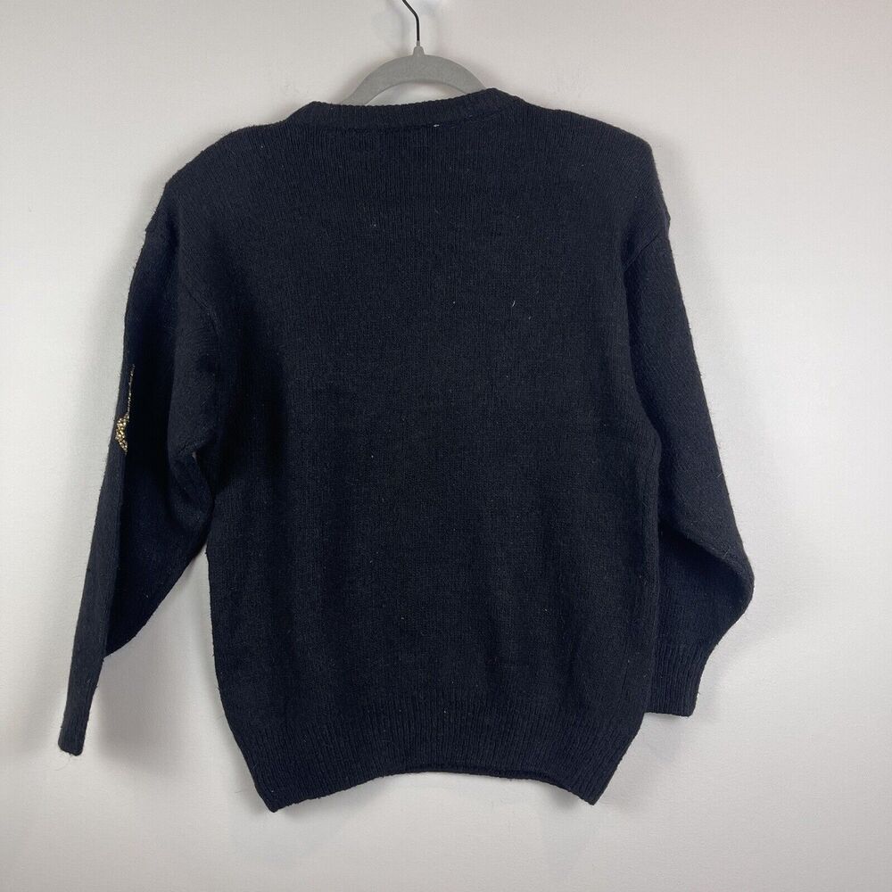 Vintage 90s Black‎ Silk Blend Sweater Multi-Color Beaded Anytime Glitz Small - Picture 7 of 9